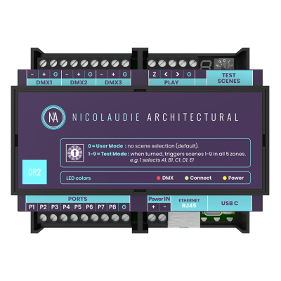 DINA-DR2<br>DIN-Rail Ethernet DMX Controller