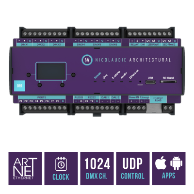 DINA-DR1-LITE<br>DIN-Rail Ethernet DMX Controller